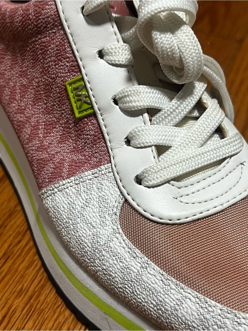 Michael Kors Pink White and Neon Green Platform Sneakers